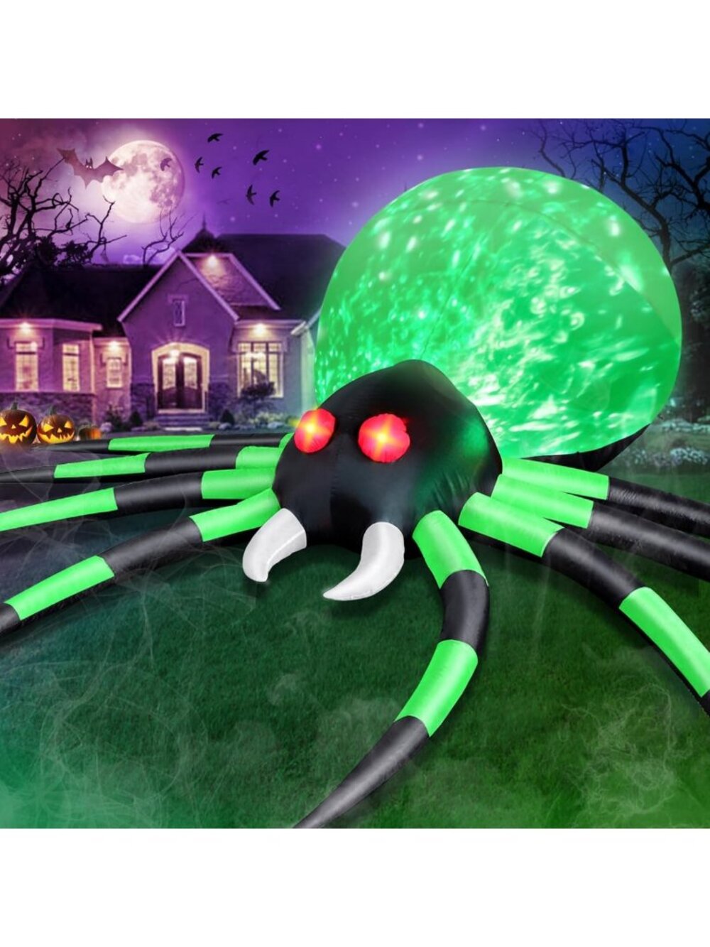 Giant 12FT Halloween Inflatable Spider with Flame Lights & Glowing Eyes for Yard